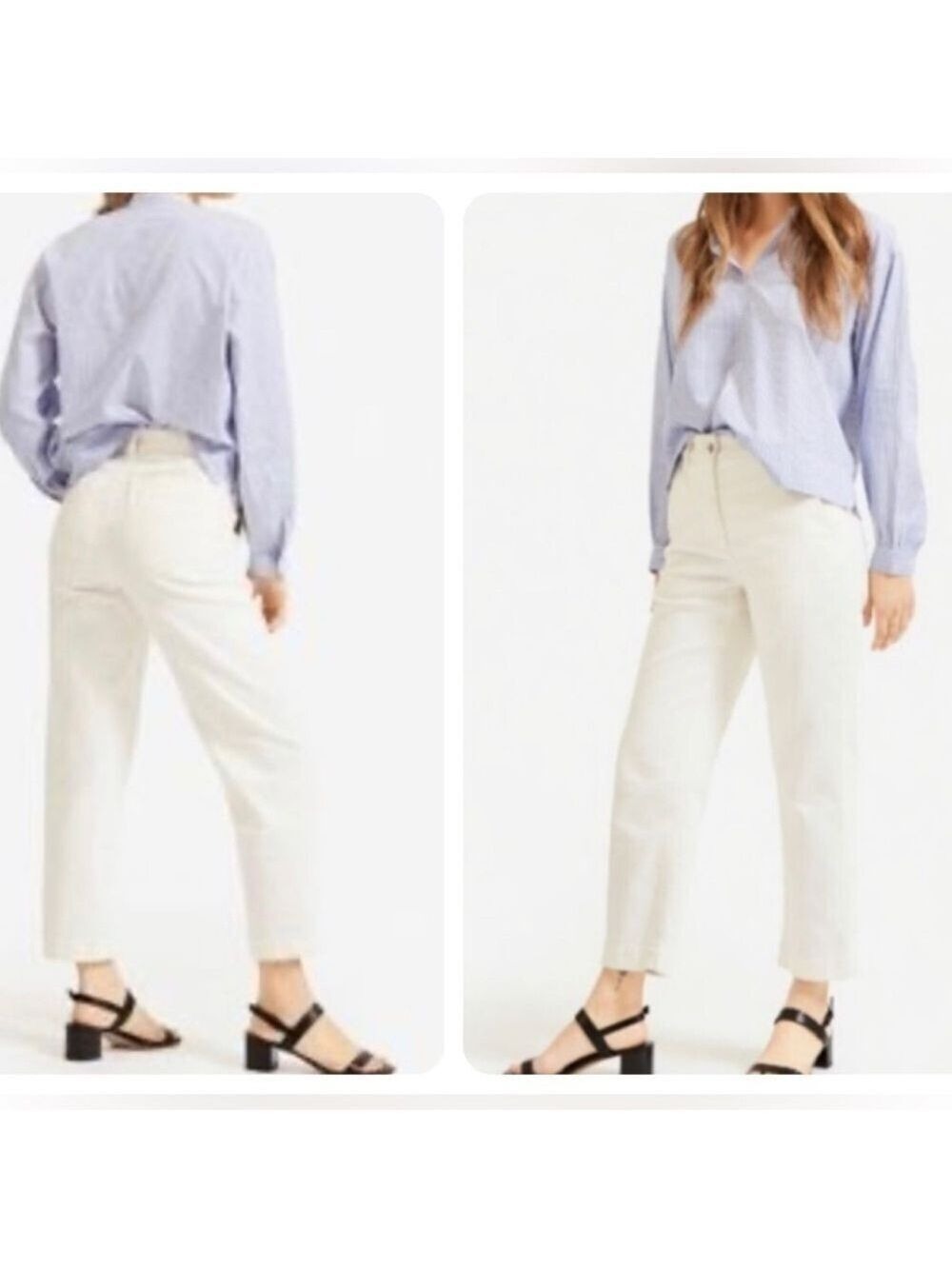 EVERLANE The Corduroy Straight-Leg Crop Pants Jeans in Bone White Size 4